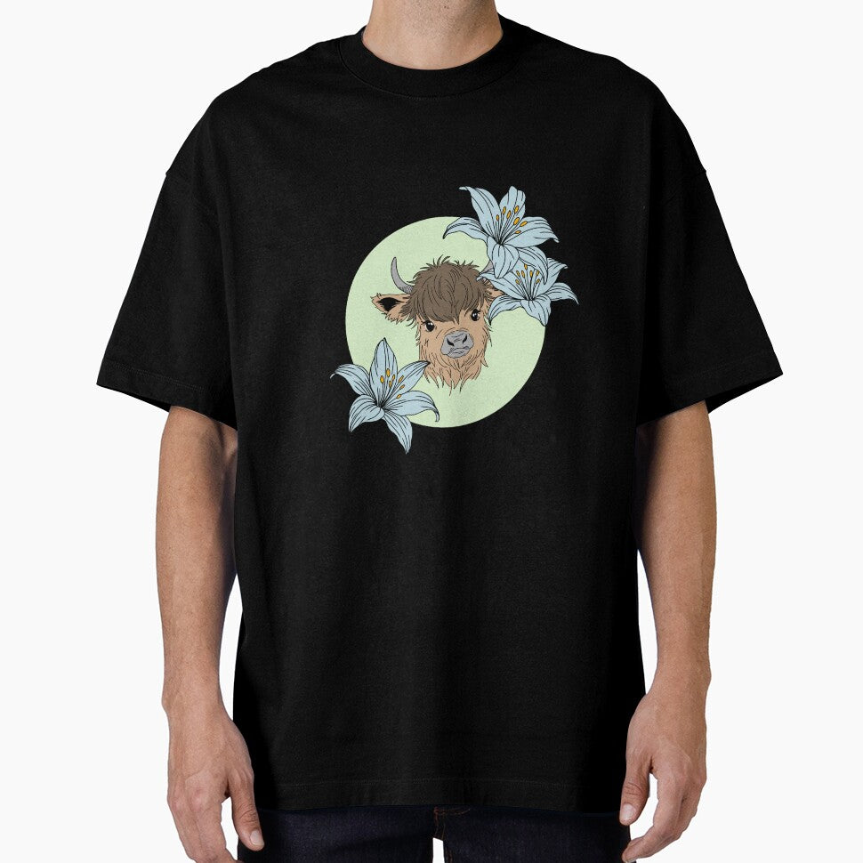 Minimalistic fluffy cow with flowers by Pamelarts