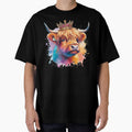 Scottish Highland Cow Wearing a Royal Crown Colorful Watercolor by MaedK
