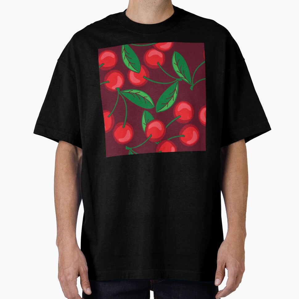 Dark Cherry Red Cherries Pattern by HotHibiscus