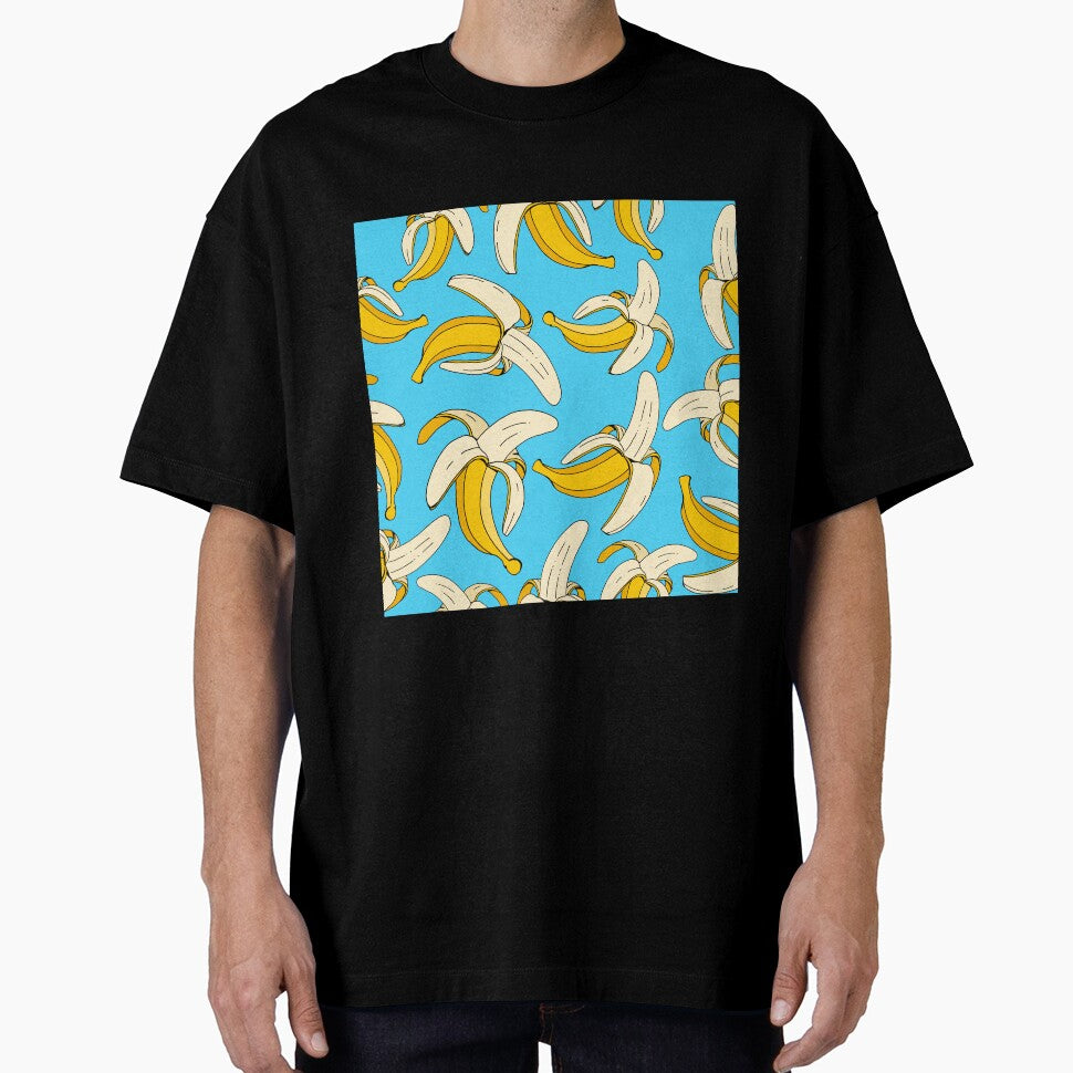 Bananas on Aqua Blue Food Themed Pattern by HotHibiscus