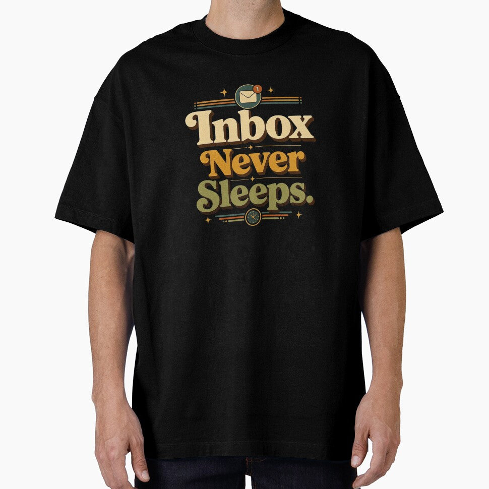 Inbox Never Sleeps. | Funny Office Humor Retro Typography Design by Irene Catchmind