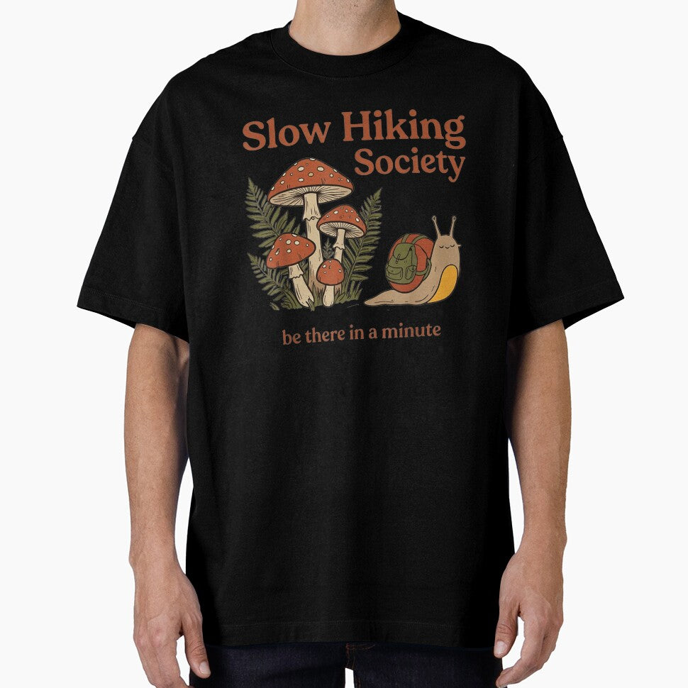 Slow Hiking Society Be There In A Minute Cute Snail Mushroom Forest by LakenDraphil