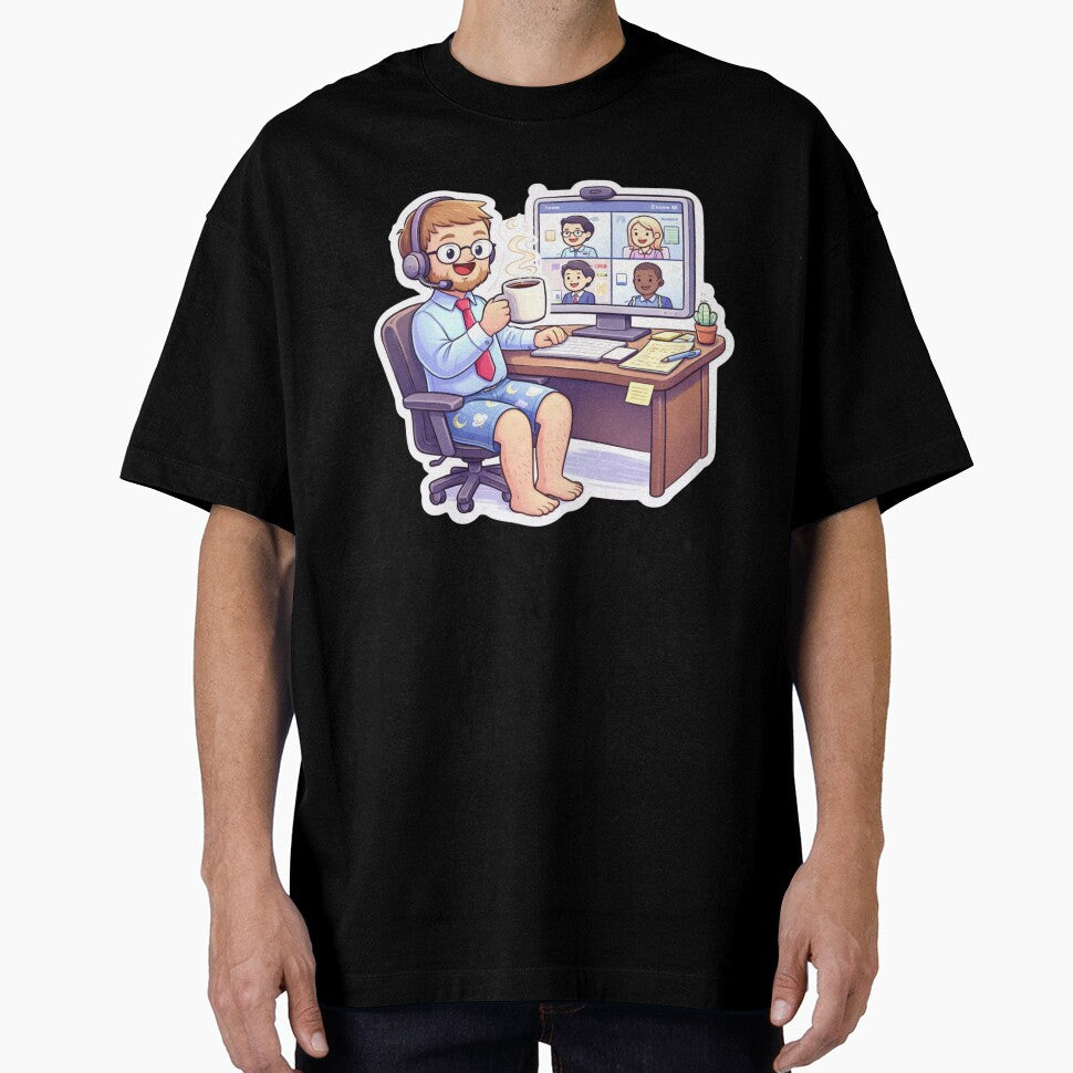 Funny Work From Home Meeting Pajamas Relatable Sticker by Dasts Cart