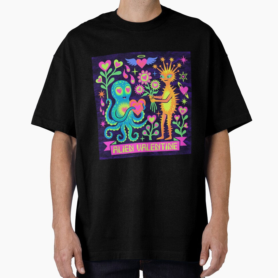 Neon Psychedelic Alien Valentine Octopus Love by zzz888
