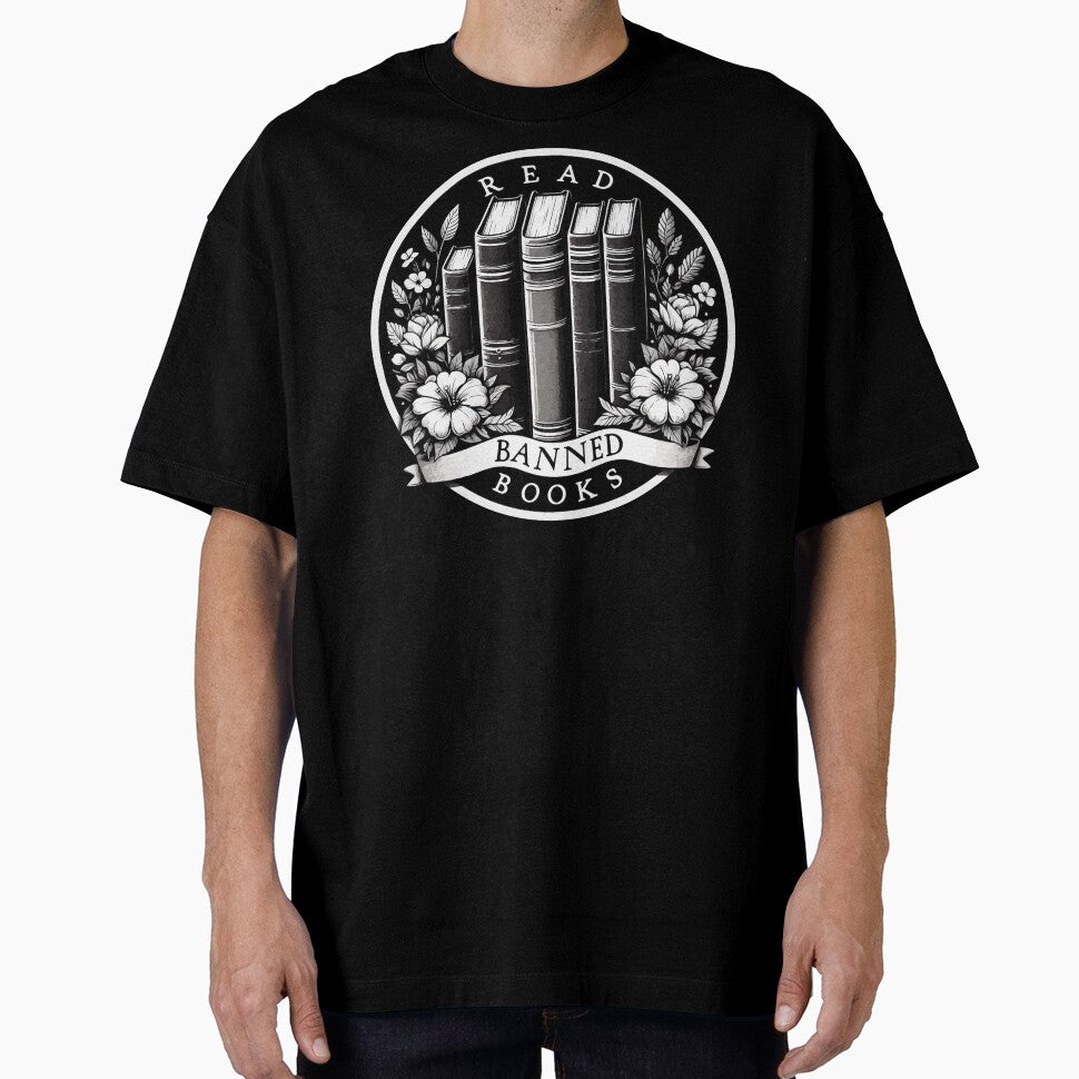 Read Banned Books Floral Monochromatic by TomFrontierArt
