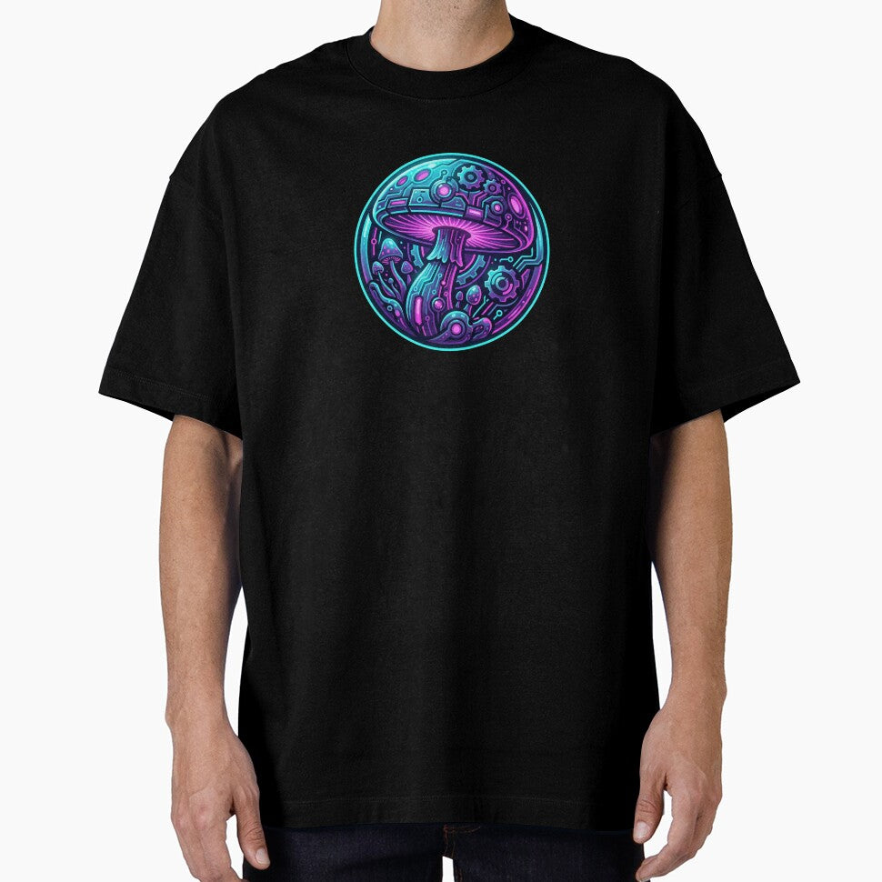 Neon Cyberpunk Mushroom Circuitry Glitch by MarCinu Art