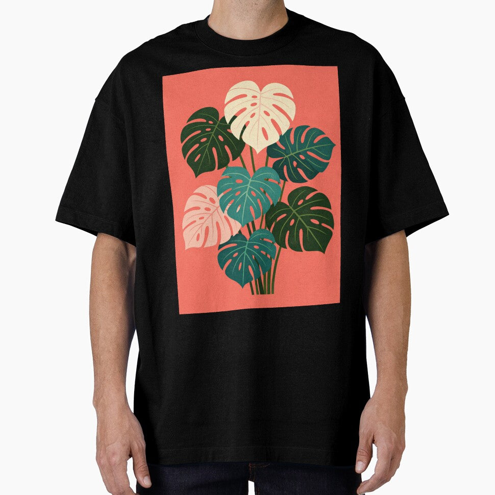 Monstera Leaf Botanical Print Colorful Tropical Plant Illustration by Owcomm
