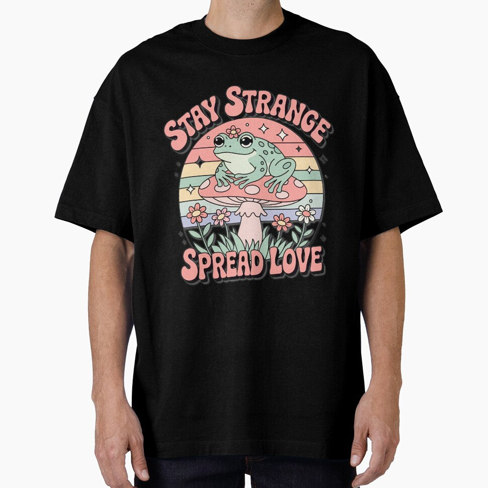 Frog on Mushroom Vintage Retro Sunset Vibe by Jesse Bennett
