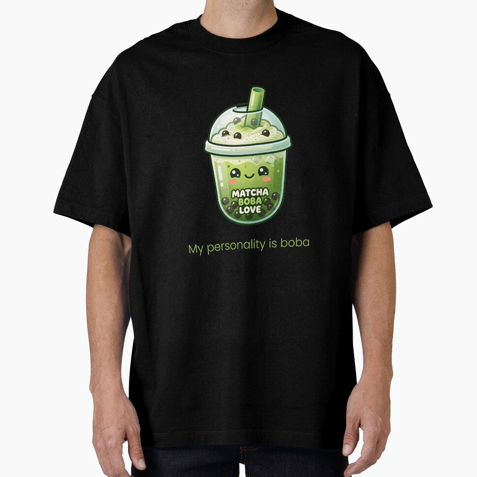 My Personality Is Boba – Cute Matcha Bubble Tea Kawaii Illustration by BobaBunny76