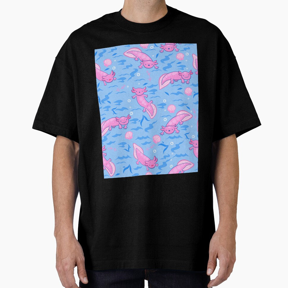 cute pink Axolotl underwater seashells by Gossip Rag