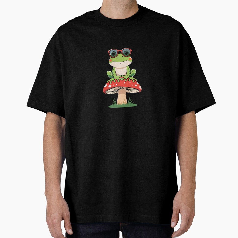 Cool Frog on a Mushroom – Playful Illustration by BestZoneStore