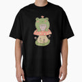 Pale Green Frog On Mushroom With Tea Cup by lindaxse