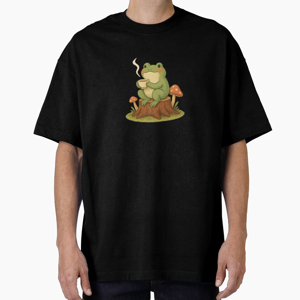 Tea-Drinking Frog on Tree Stump by Miximondo