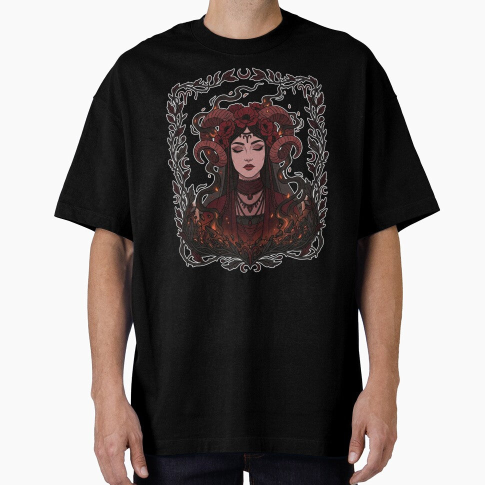 Aries Whimsigoth Zodiac Art — Dark Floral Fire Sign Astrology Design by DriftingDoodle