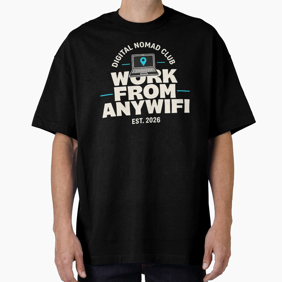 WORK FROM ANYWIFI – Digital Nomad Club Retro Remote Work Tee by Dazai_shop⭐⭐⭐⭐⭐
