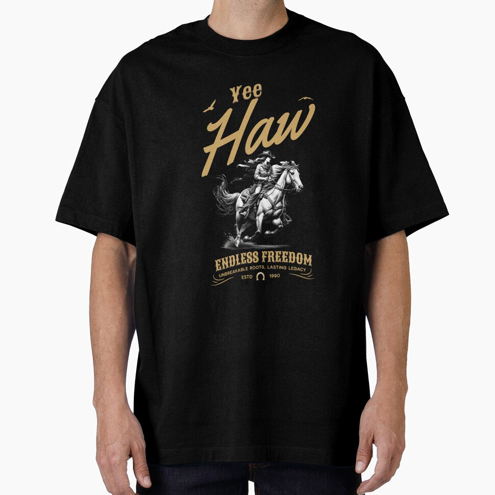 Yee Haw Cowgirl Riding Horse Vintage Western by Broken Minimalister