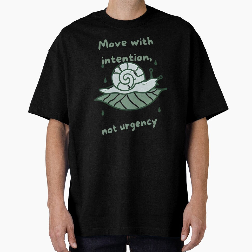 Move with Intention – Slow Life Snail Quote Design by JenniferCreaArte
