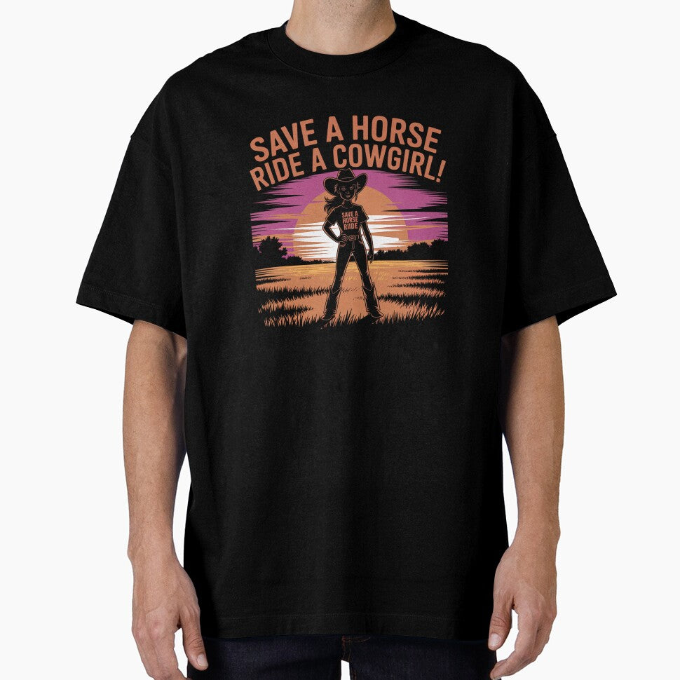 Save a Horse Ride a Cowgirl Funny Western Rodeo Bachelorette Shirt by Redjakkal