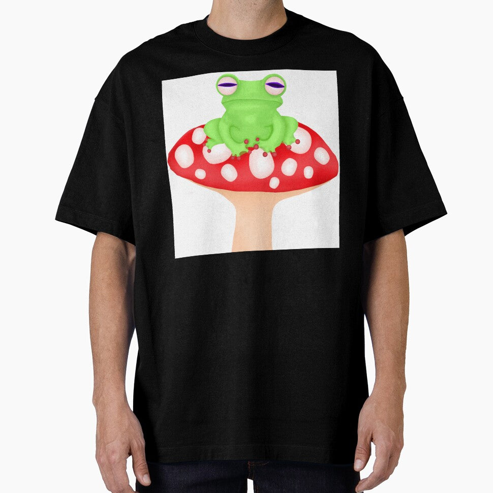 frog on mushroom by iva