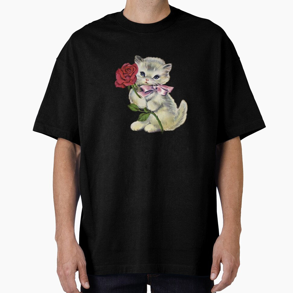 Coquette Vintage Cat with rose by Pixiedrop