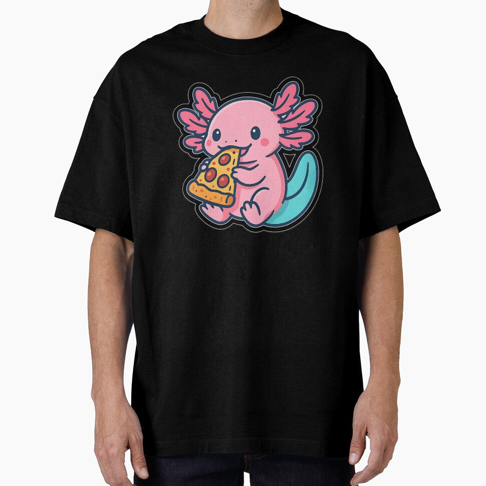 Axolotl Enjoying Pizza by Anime and 90s Style