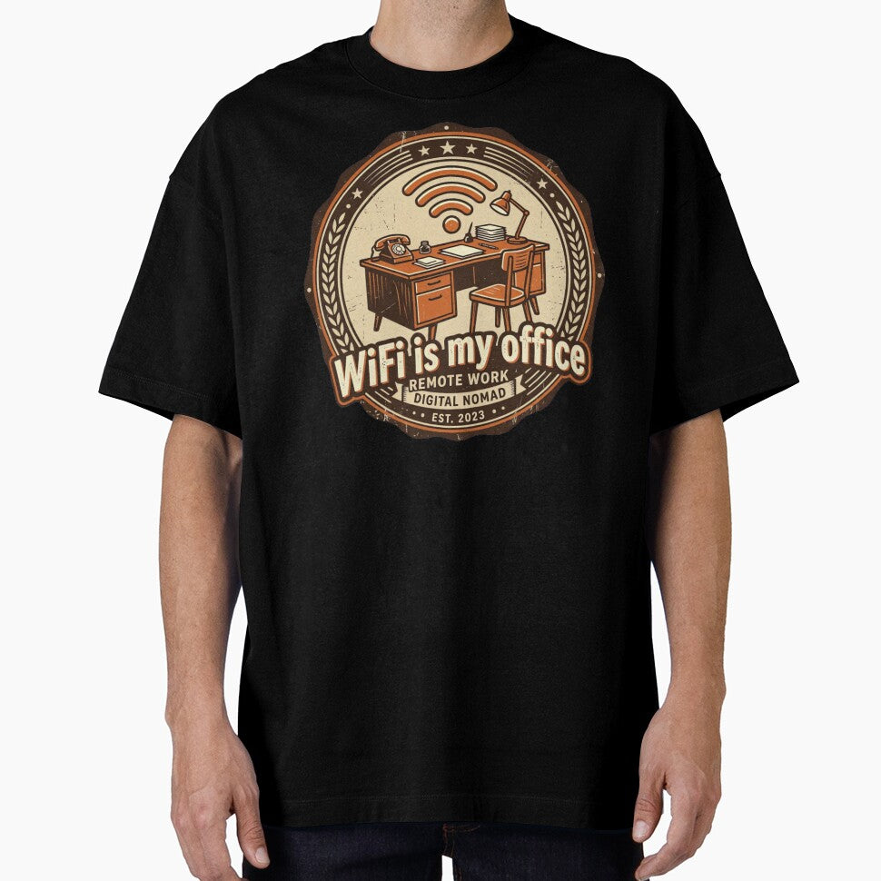 WiFi Is My Office Vintage Nomad Retro T-Shirt Design by urbinet