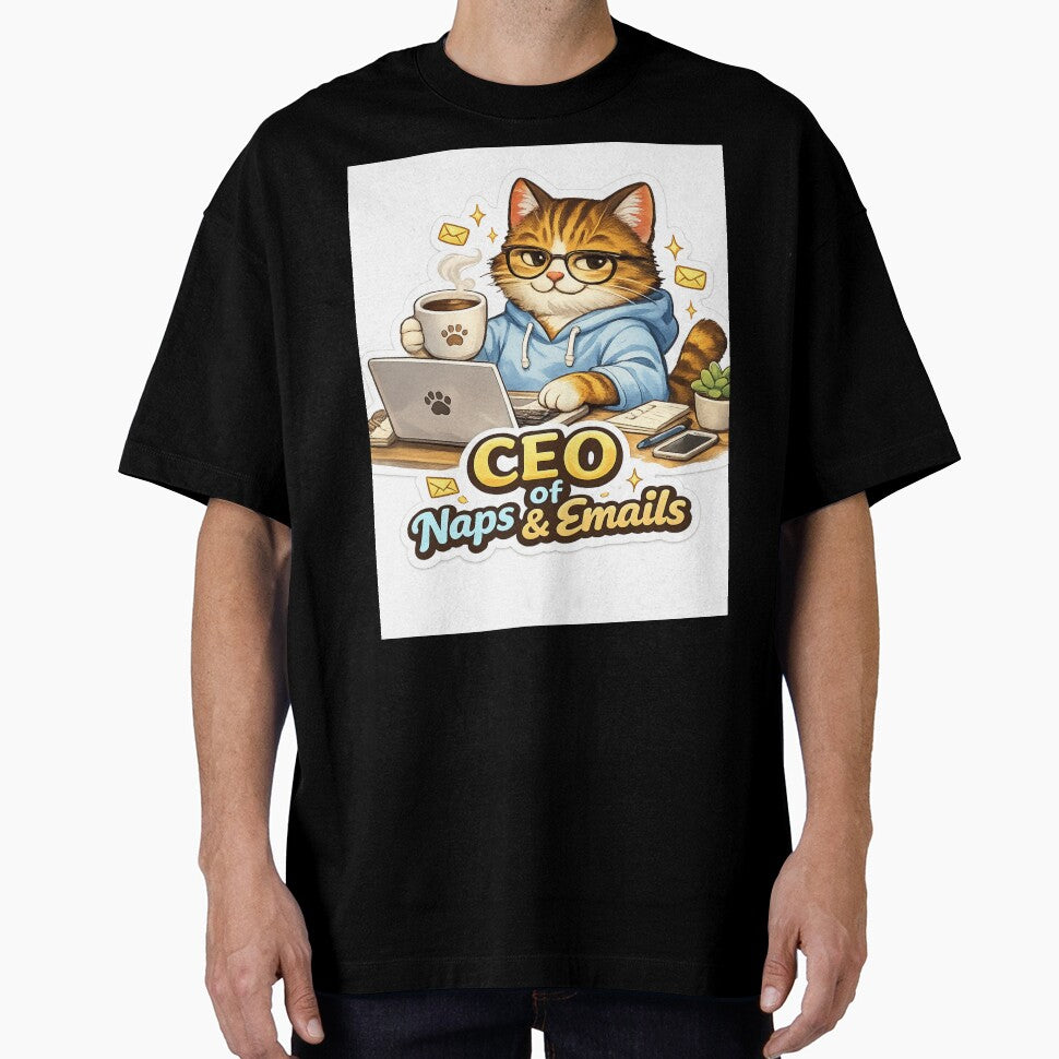 CEO of Naps & Emails – Work From Home Cat Boss Funny Sticker by VibeVauilt