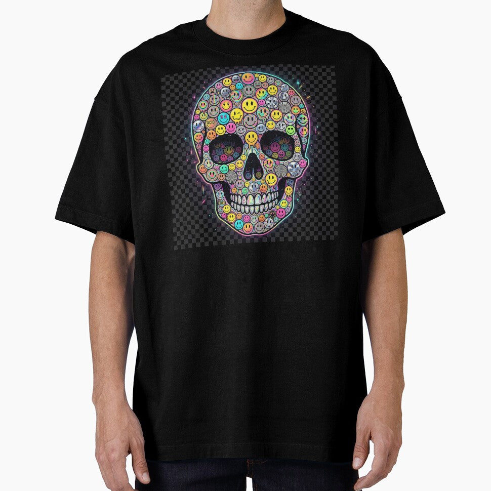 Skull Smile Acid Art – Psychedelic Neon Skull Rave & Streetwear Style by PLUSHIWORLDtm