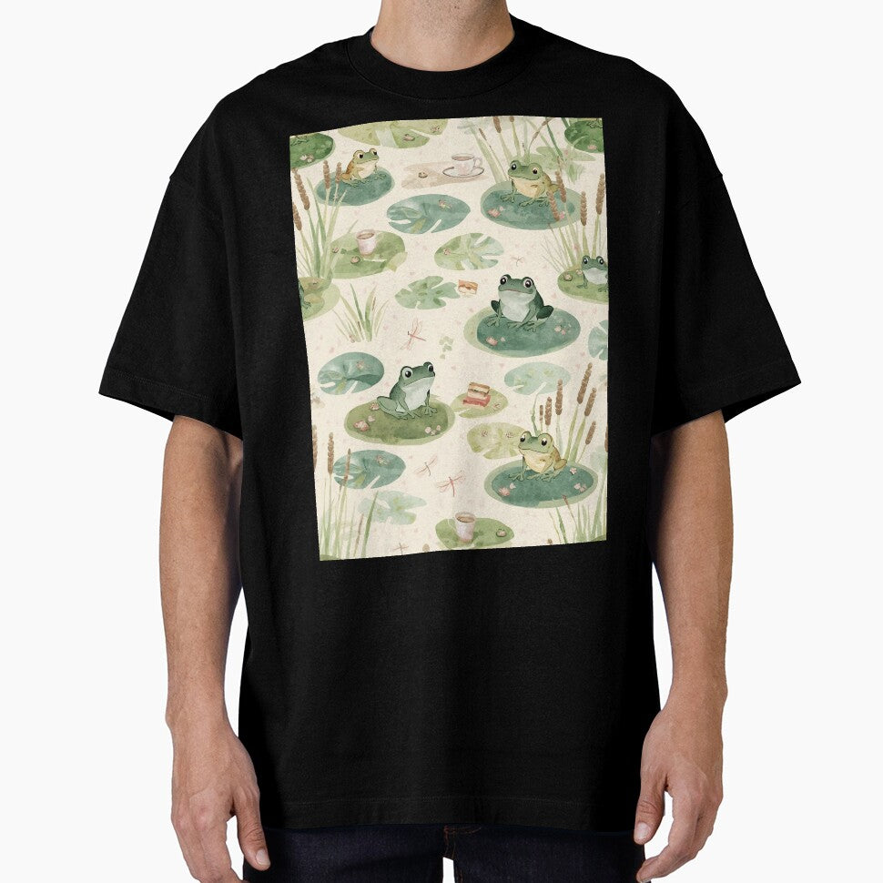 Frog Pond Picnic – Whimsical Cottagecore Pattern by Deezyned