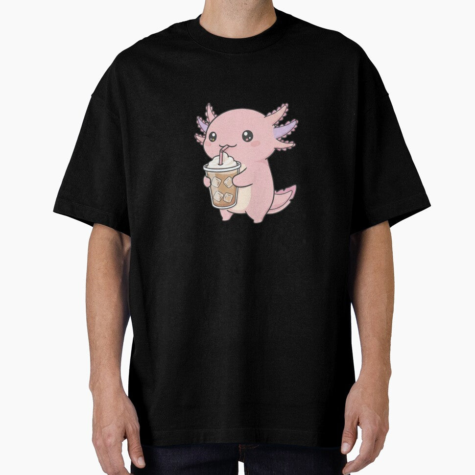 Coffee Axolotl cute kawaii pink funny adorable doodle birthday christmas by CheeseBlueprint