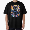 Kitten Moon Wildflowers Tee Fairycore Whimsical Floral Cat by MyzoToyota