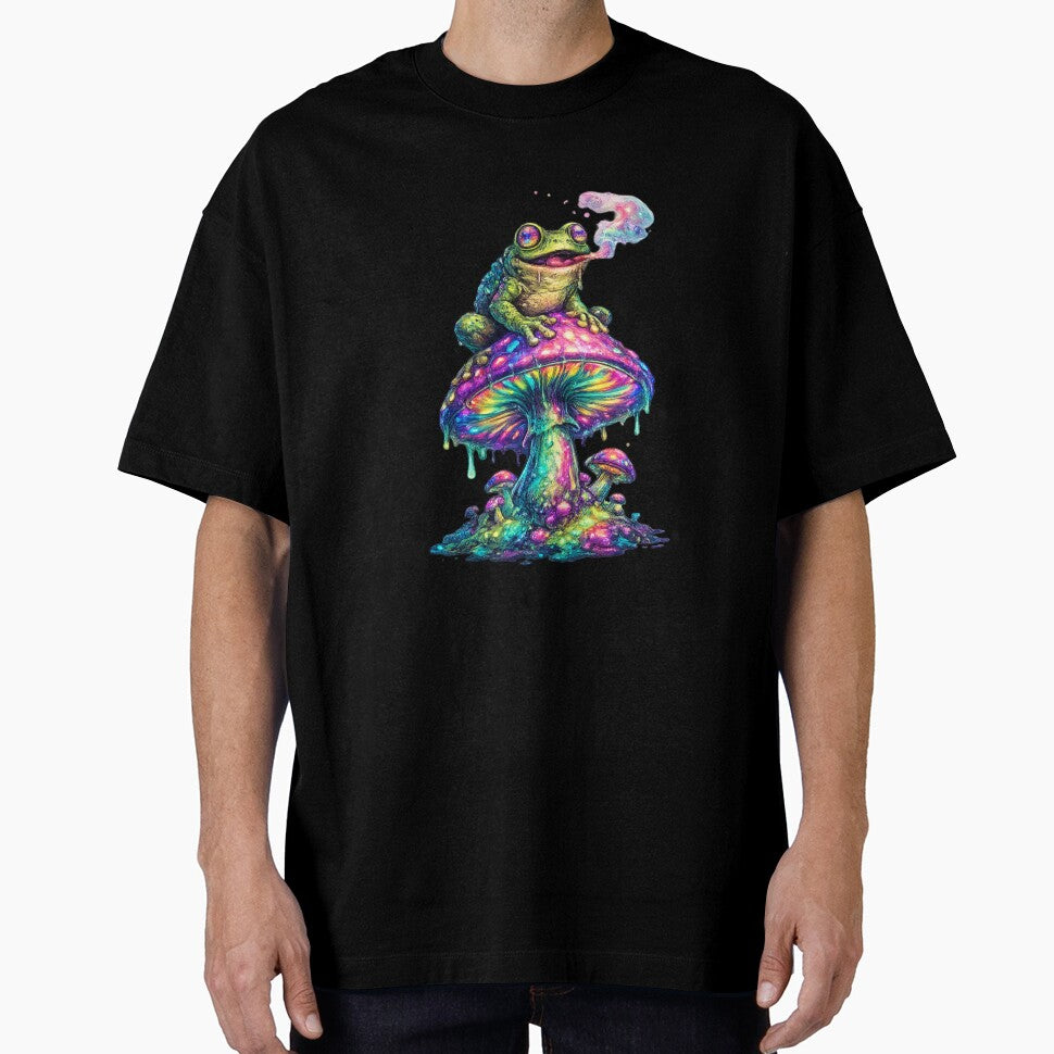 Psychedelic frog on a glowing mushroom by FroggyOnly