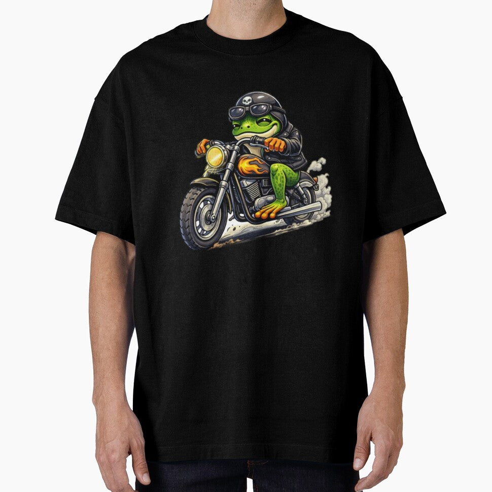 Frog on a vintage motorcycle in flames by FroggyOnly