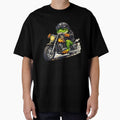Frog on a vintage motorcycle in flames by FroggyOnly