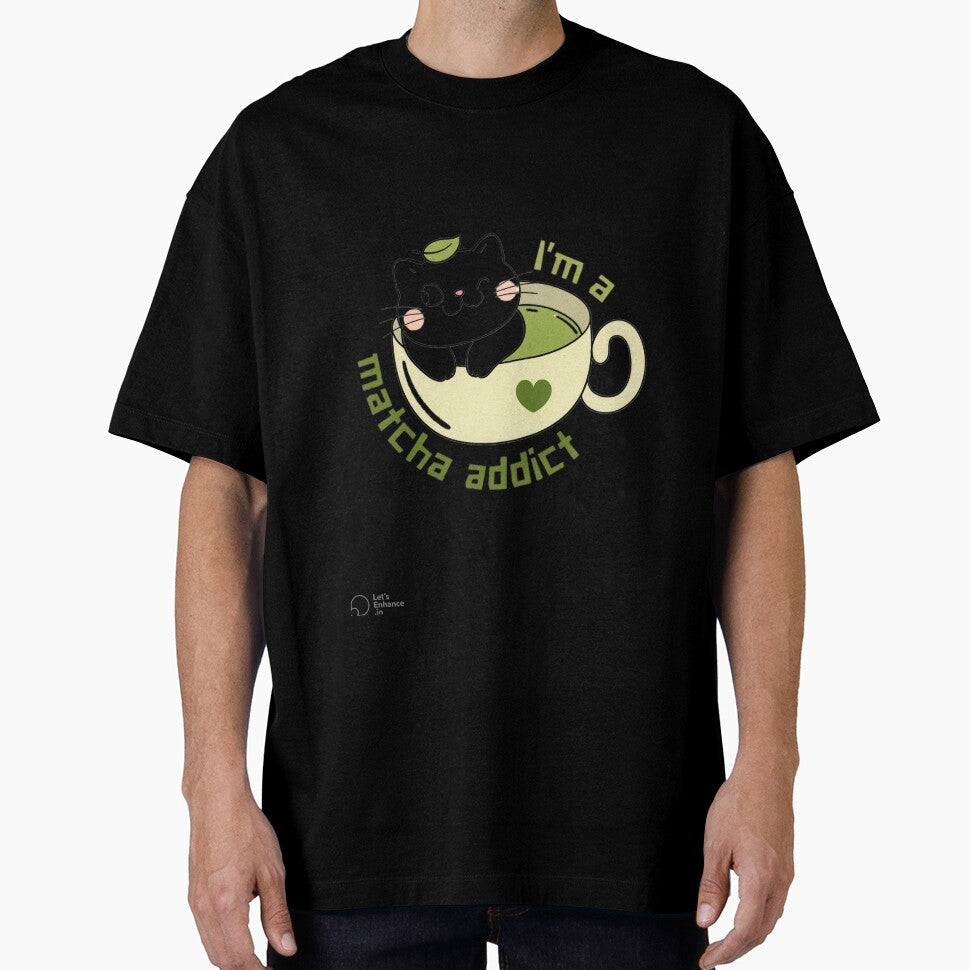 I’m a Matcha Addict Cute Black Cat – Kawaii Tea Lover Aesthetic by BlossomPixel