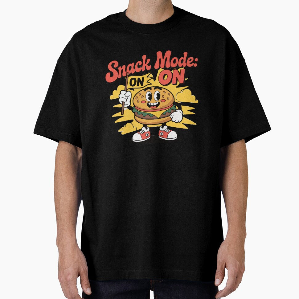 Snack Mode: ON – Retro Cheeseburger Mascot T-Shirt by shaswag