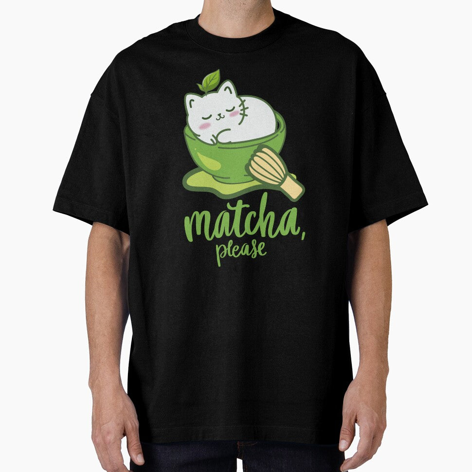 Matcha Please Cute Cat Illustration by TheBeeKindSpace