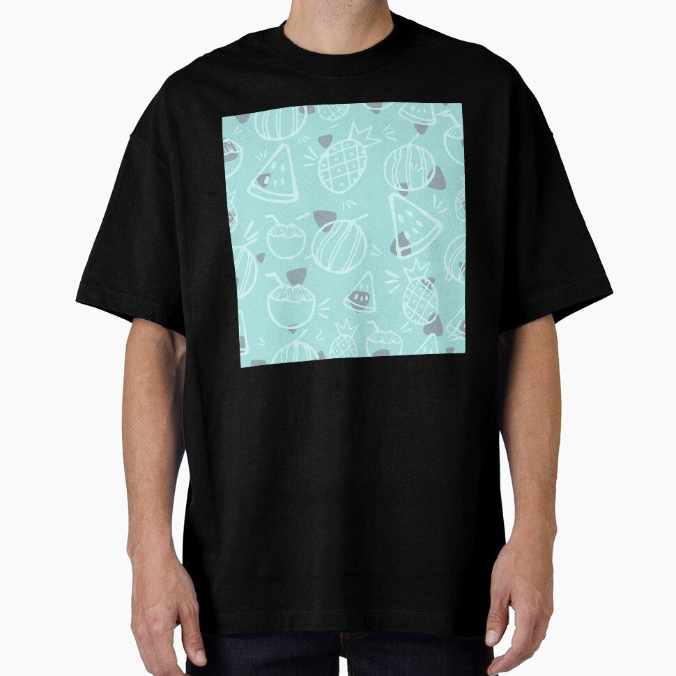 Pastel Blue Tropical Fruit Sketches Pattern by everything4eva