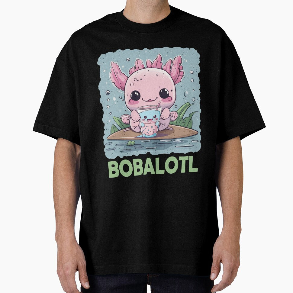 Cute Kawaii Axolotl Boba Blue Pink Expression Summer Fun by DesignByMai