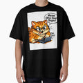 Meow Office Hours Begin – Funny Chubby Cat Working on Laptop Sticker by VibeVauilt