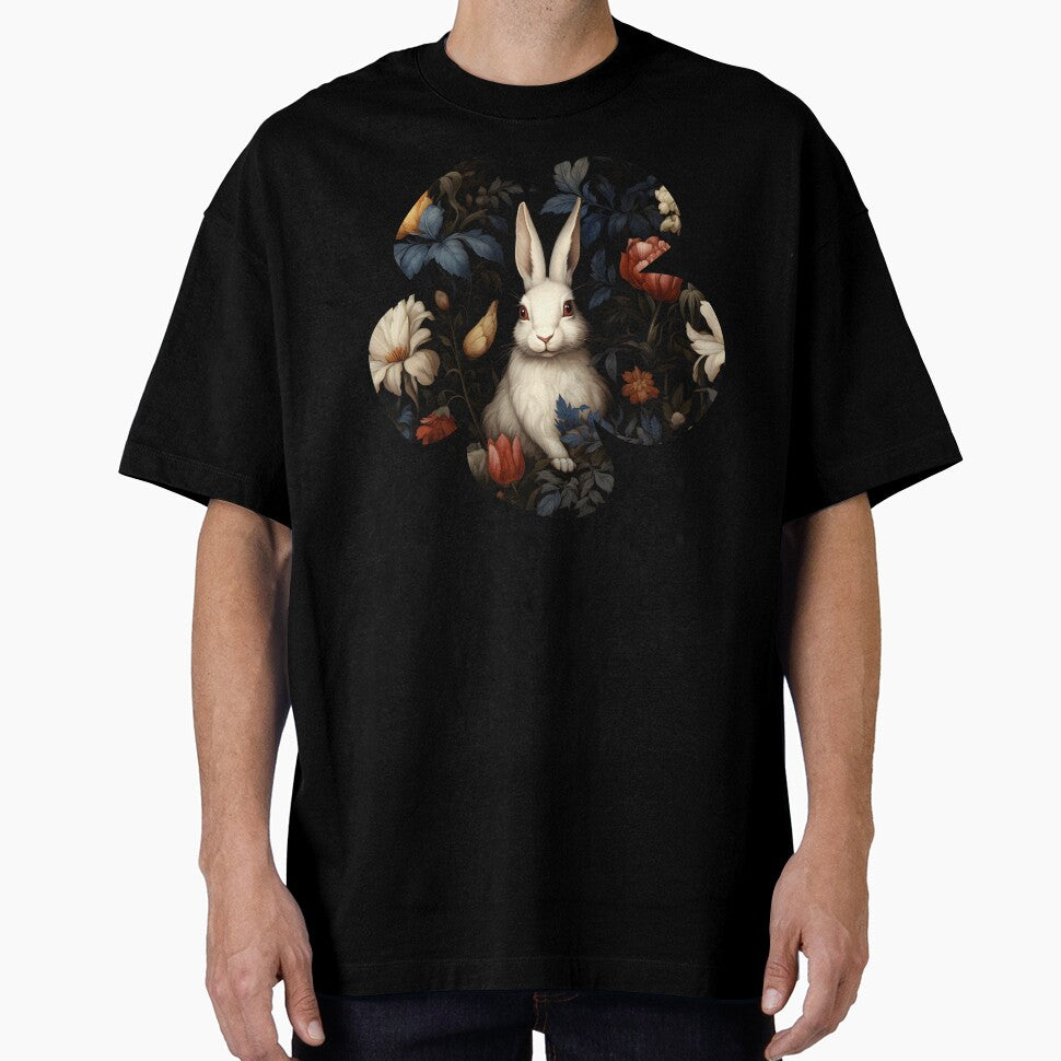 Adorable White Rabbit in Midnight Garden Summer Pattern by 20th-eclipse
