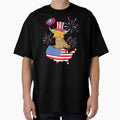 Scottish highland cow 4th of july independence celebration fireworks with USA map by Ayelandco