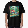 Cute kawaii frog sitting on mushroom and resting | pixel art by perfect-radius