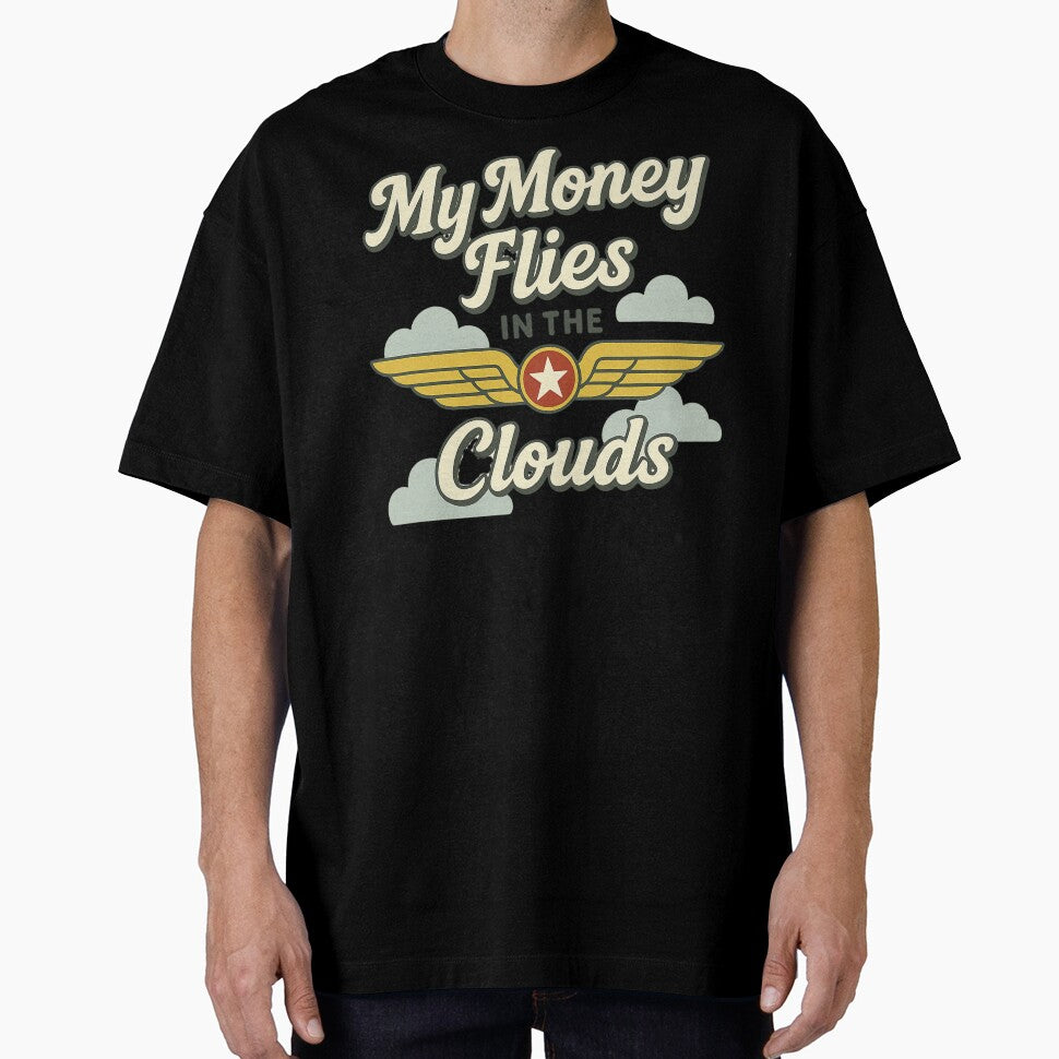 My Money Flies in the Clouds – Retro Aviation Design by Meandmyshop