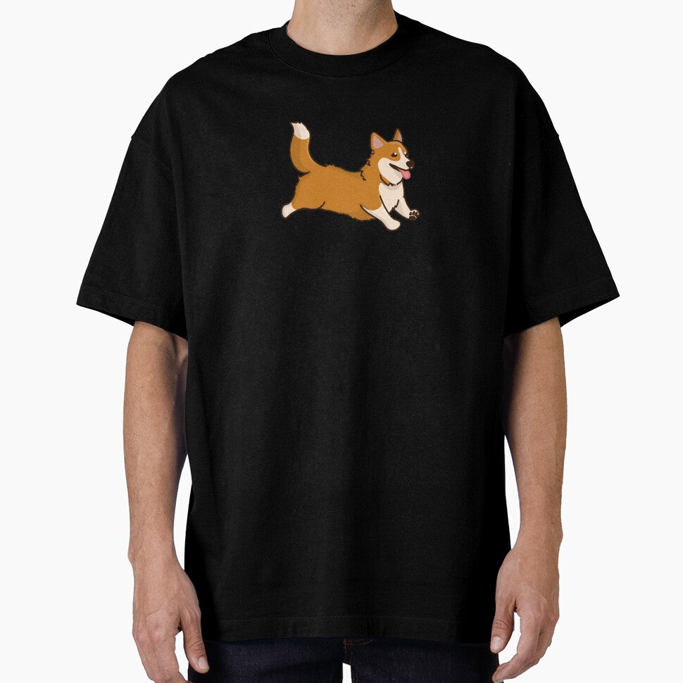 Simple red and white Corgi running by PupBubble Art