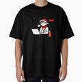 Working on Christmas Day Japanese Doodle Laptop Illustration by Drawian Studio