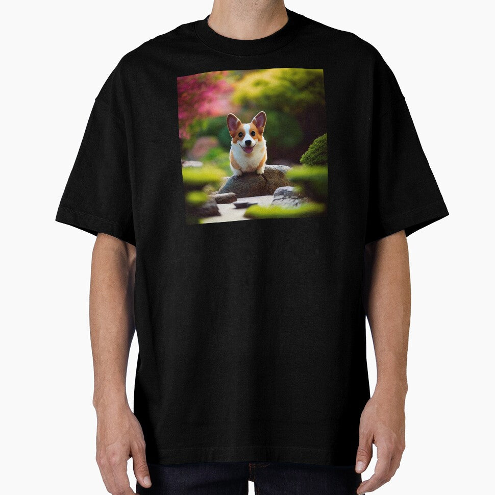 happa corgi sitting in a japanese garden by Aliveforfun