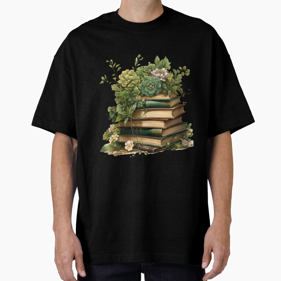 Stack of floral books with vines crawling up it. by PawsandPages