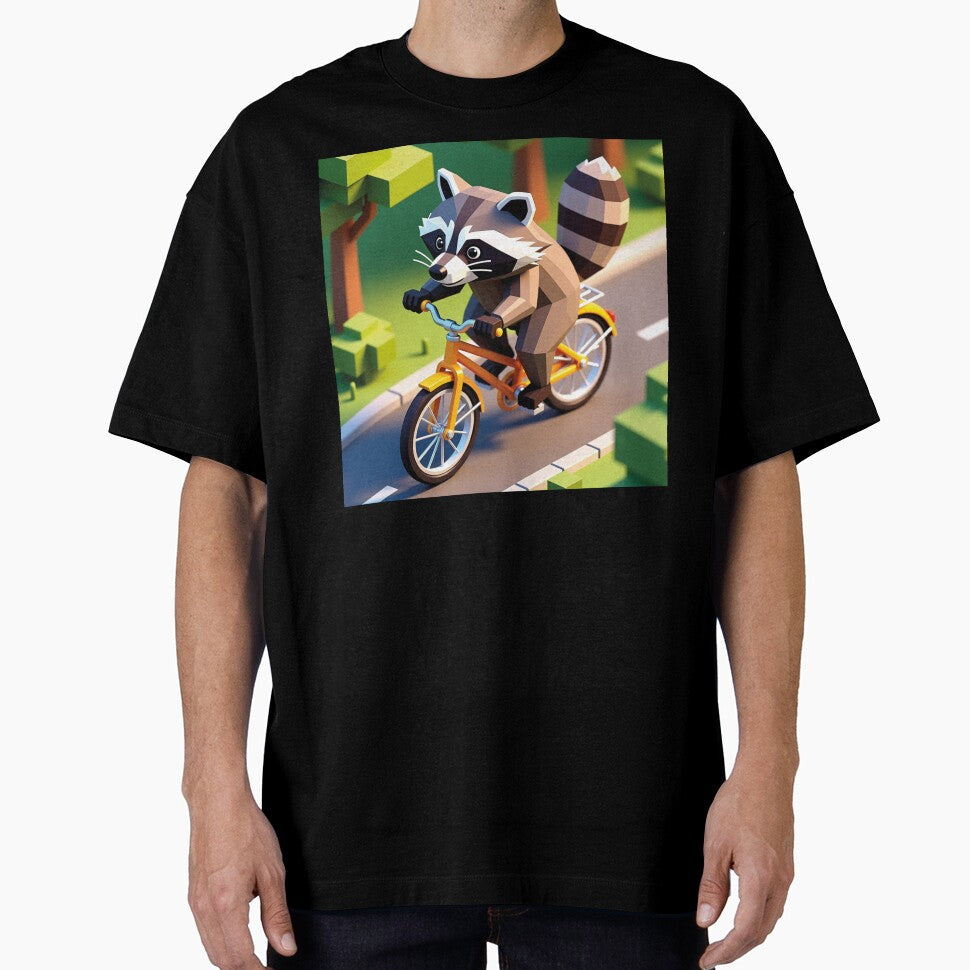 Raccoon on Bicycle – Cute Funny Cycling Animal Cartoon Design by MerlinWear