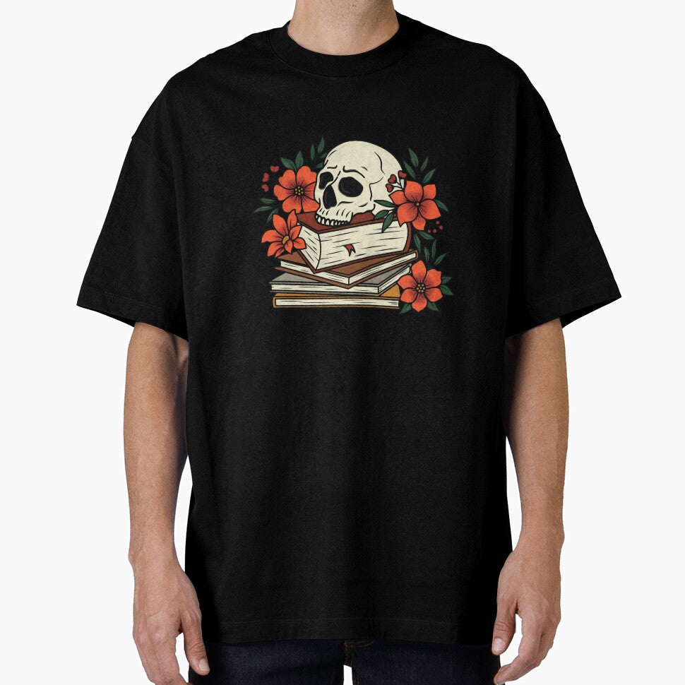 Stack of Books with a Skull and Flowers by hnnhsmth95